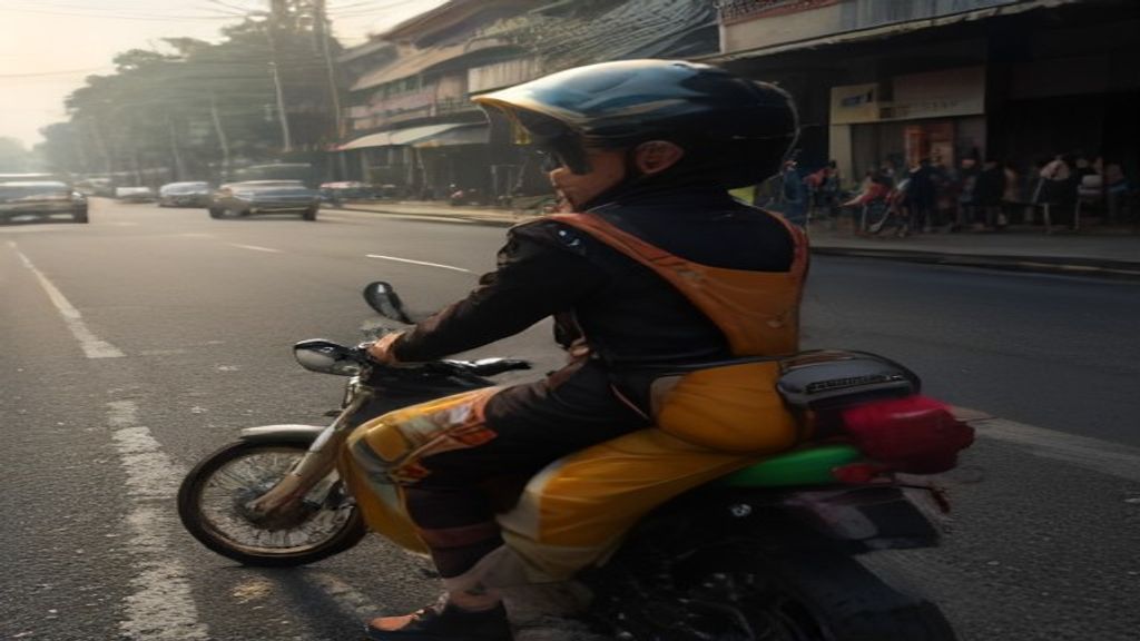 Pemandangan kota modern Bekasi dengan gedung pencakar langit dan jalan raya sibuk di siang hari.